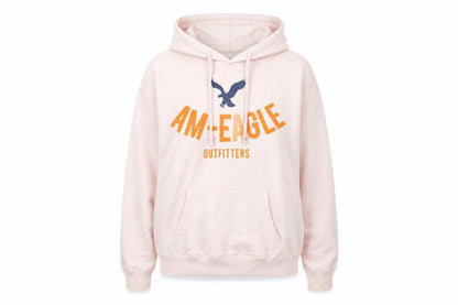 American Eagle Women's Pink Hooded Graphic Pullover M
