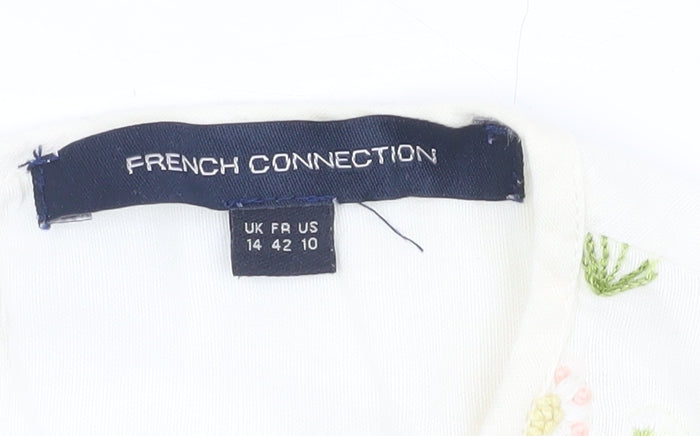 Womens UK Size 14 French Connection Ivory Basic Blouse