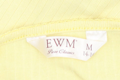 Womens UK Size 14 EWM Yellow Basic Button-Up