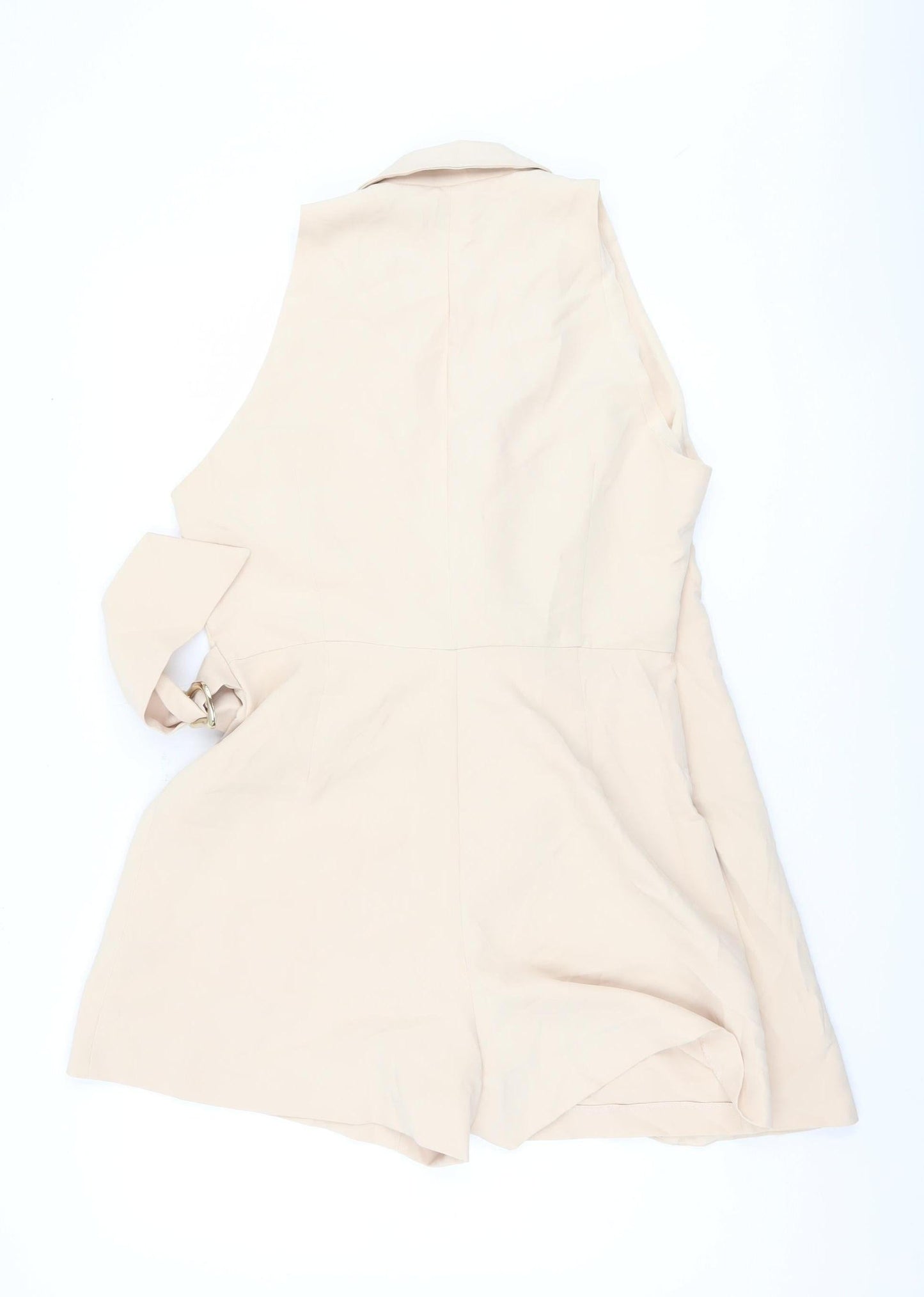Zara Beige Women's Belted Collared Playsuit Size 14