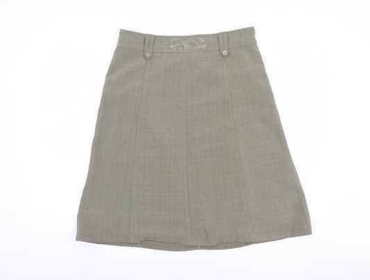 Brandtex Women Beige A-Line Skirt Size 12 Polyester