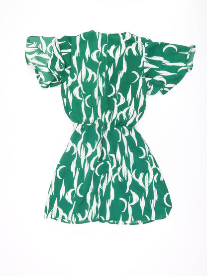 AX Paris Women's Green Floral Short Wrap Dress