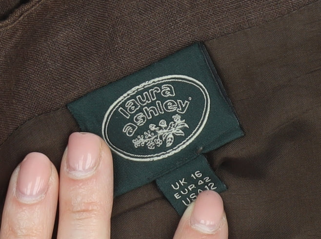 Laura Ashley Women's Brown Floral Midi Skirt, Size 16