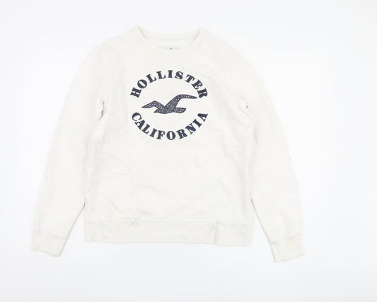 Hollister Women's White Pullover Sweatshirt S
