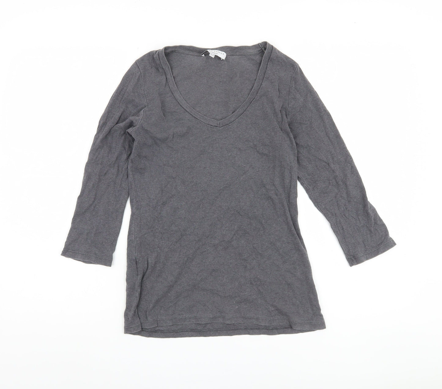 Laura Ashley Womens Grey V-Neck T-Shirt Size 12