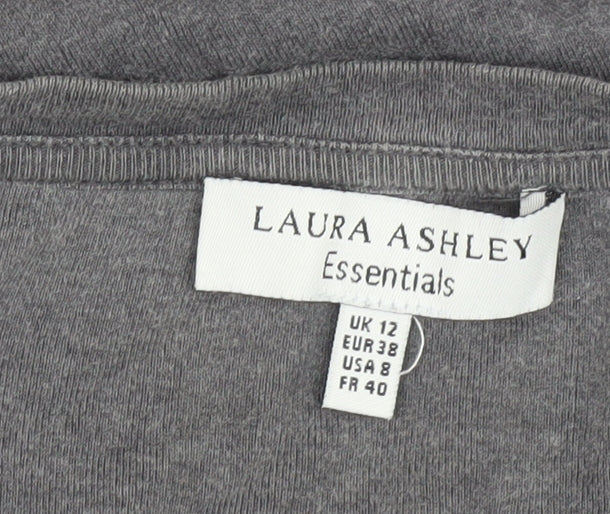 Laura Ashley Womens Grey V-Neck T-Shirt Size 12