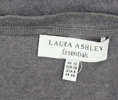 Laura Ashley Womens Grey V-Neck T-Shirt Size 12