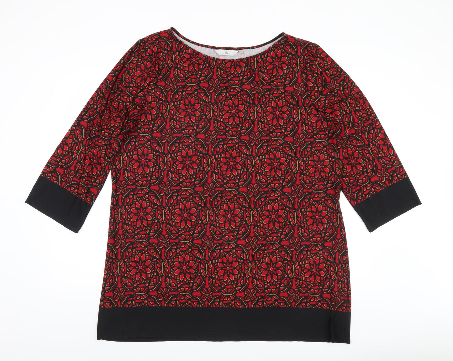 Isle Women's Red Floral Print 3/4 Sleeve Top