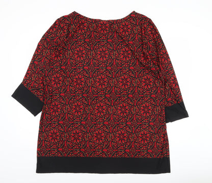 Isle Women's Red Floral Print 3/4 Sleeve Top