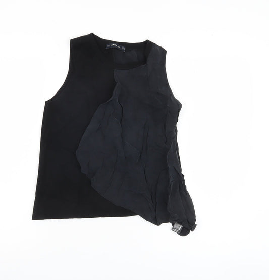 Womens UK Size S Zara Black Basic Tank