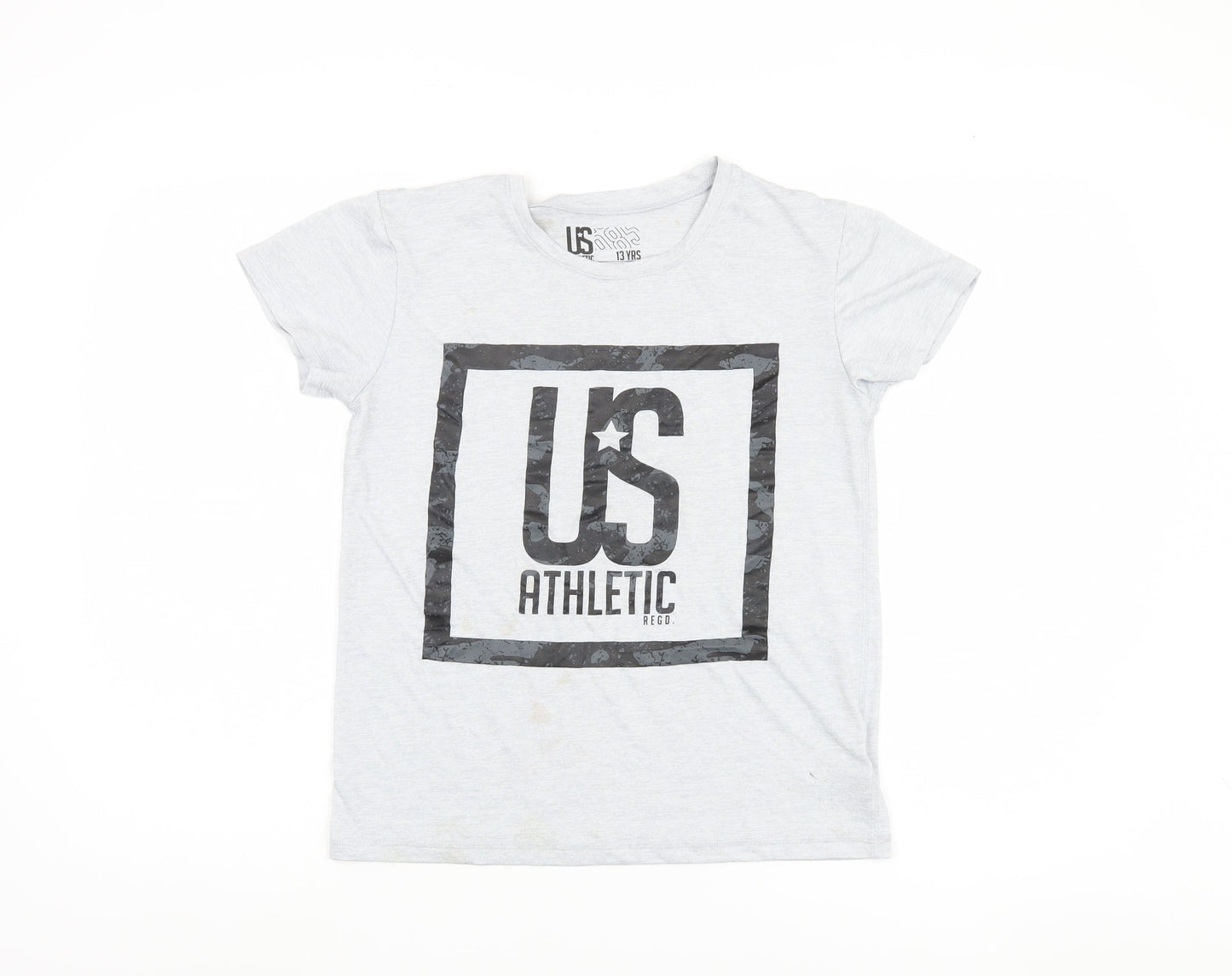 US Athletic Boys' Grey T-Shirt, 13 Years, Graphic Style