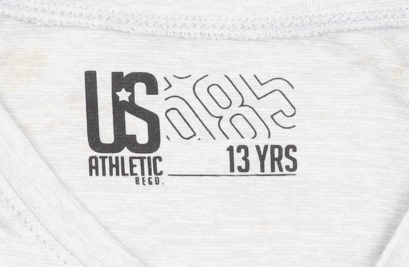 US Athletic Boys' Grey T-Shirt, 13 Years, Graphic Style