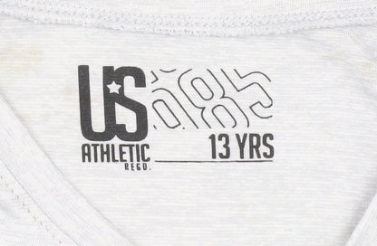 US Athletic Boys' Grey T-Shirt, 13 Years, Graphic Style