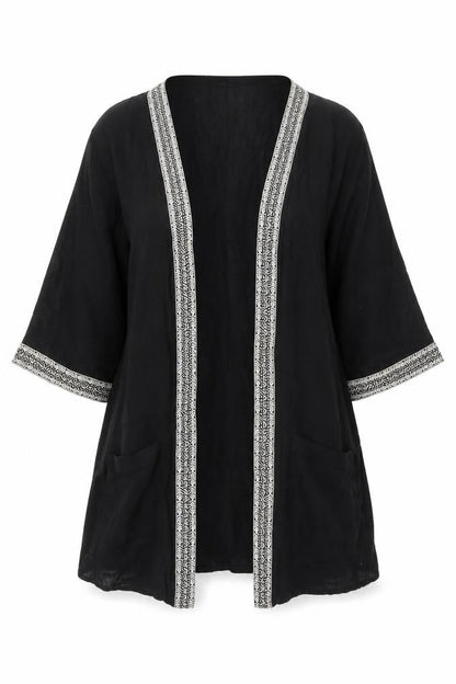 Front view of Dorothy Perkins Women's Black Cover Up M Embroidered