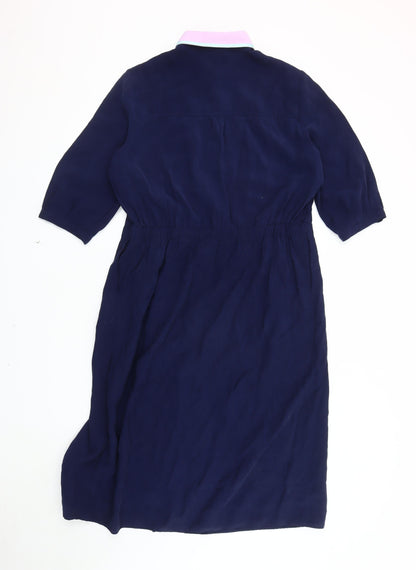 Oliver Bonas Women's Blue Collared Shirt Dress Size 8