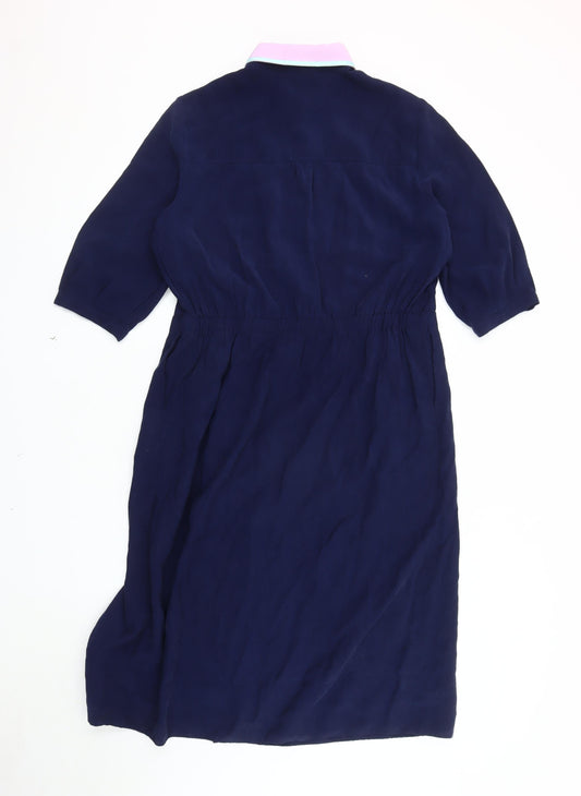 Oliver Bonas Women's Blue Collared Shirt Dress Size 8
