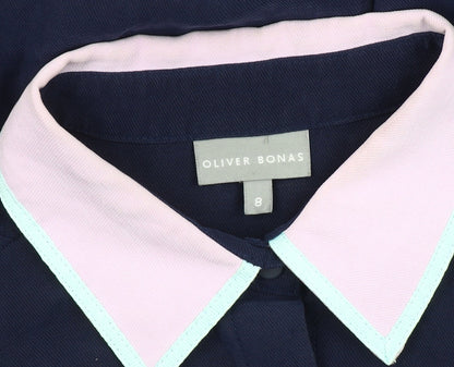 Oliver Bonas Women's Blue Collared Shirt Dress Size 8