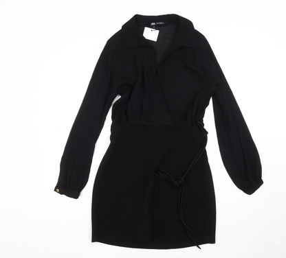Zara Women's Black Wrap Dress, Size S, Casual/Workwear