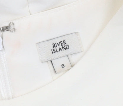 River Island Women Ivory Long Sleeve Dress Size 8