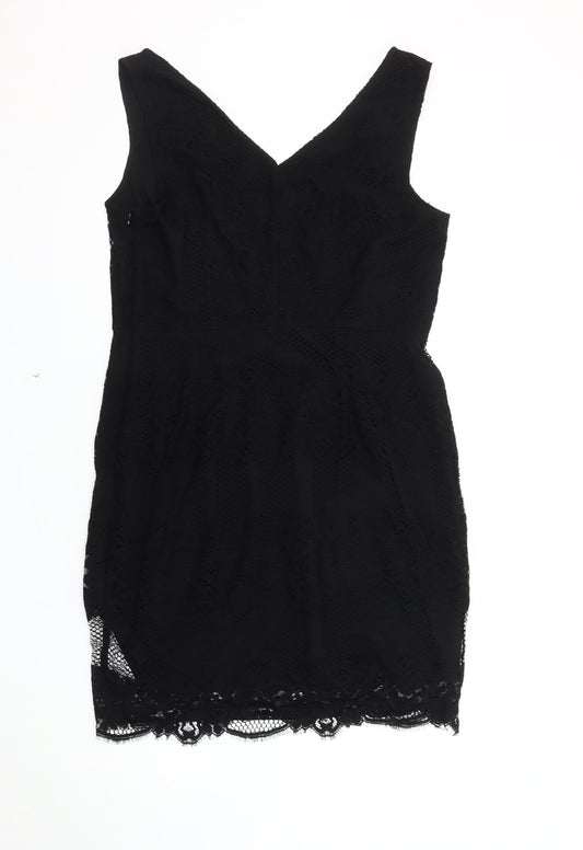 Next Women's Black Lace Sheath Dress Size 16 Party
