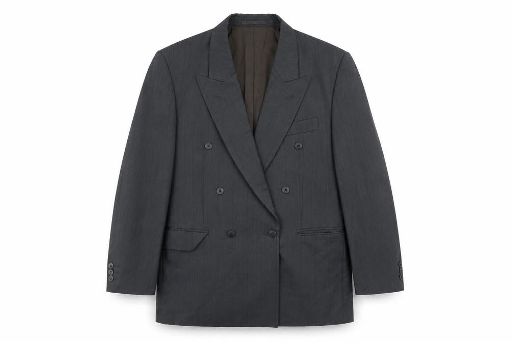 Front view of Mr Harry Men's Blue Double-Breasted Blazer, 40 Short