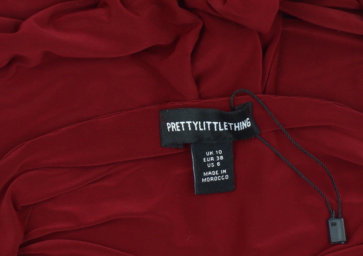 PrettyLittleThing Women's Red Sleeveless Dress Size 10
