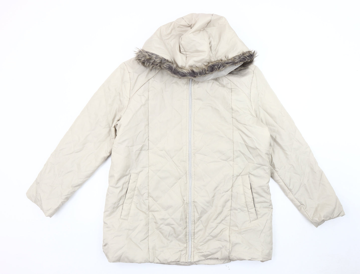Womens UK Size M Anne De Lancay Beige Quilted Coat