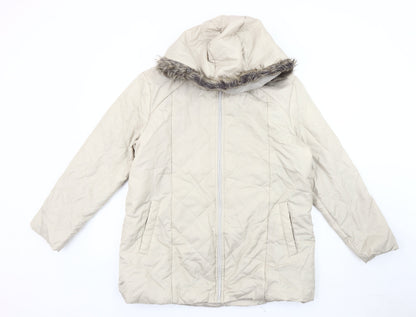 Womens UK Size M Anne De Lancay Beige Quilted Coat