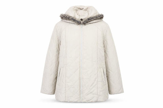 Womens UK Size M Anne De Lancay Beige Quilted Coat
