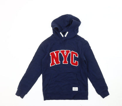 L.O.G.G. Boys Blue Hoodie NYC Logo Pullover 11-12 Years