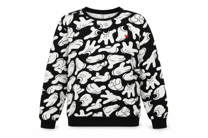 Front view of H&M unisex disney black graphic sweatshirt, size 12