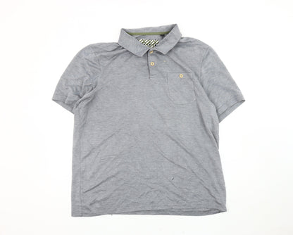 Ted Baker Men Grey Polo Shirt Size 6 Short Sleeve