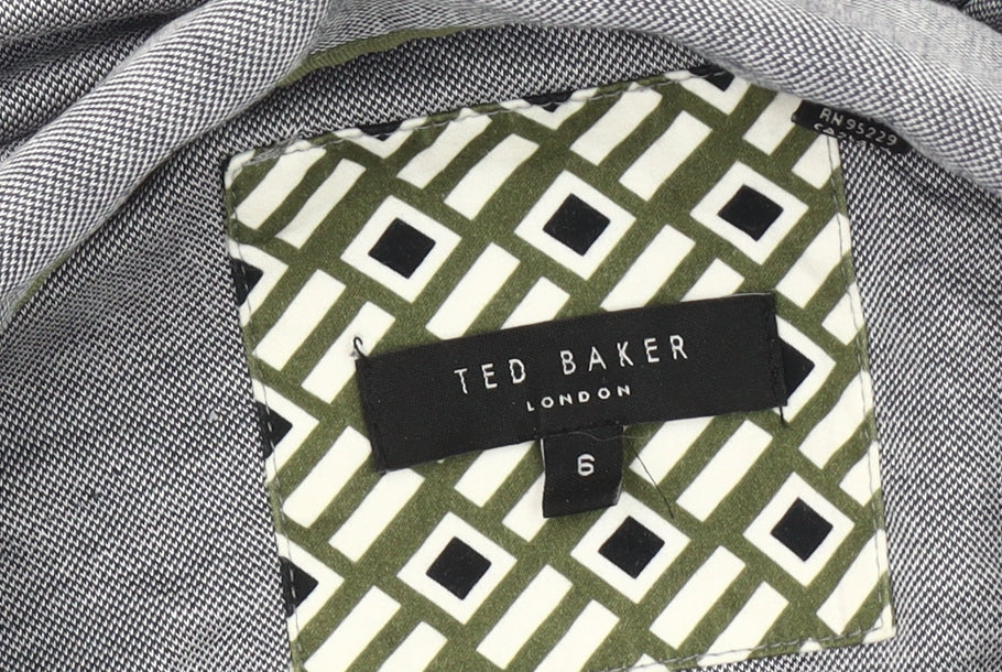 Ted Baker Men Grey Polo Shirt Size 6 Short Sleeve