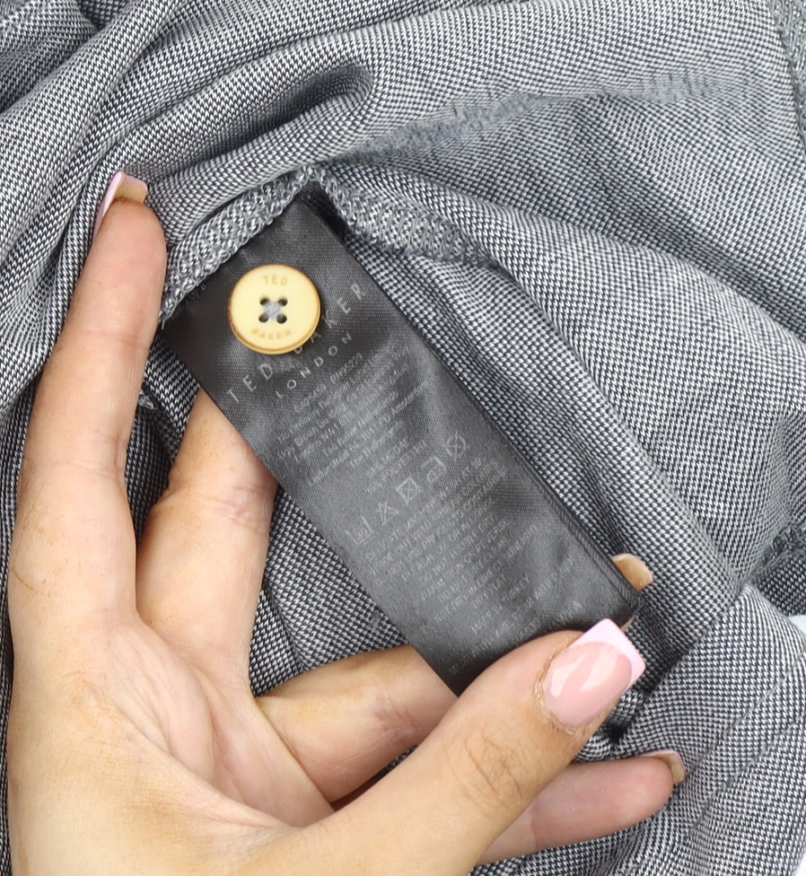 Ted Baker Men Grey Polo Shirt Size 6 Short Sleeve