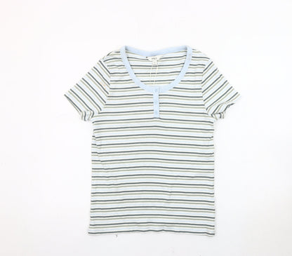 Womens UK Size 14 Marks and Spencer Multicoloured Henley T-Shirt