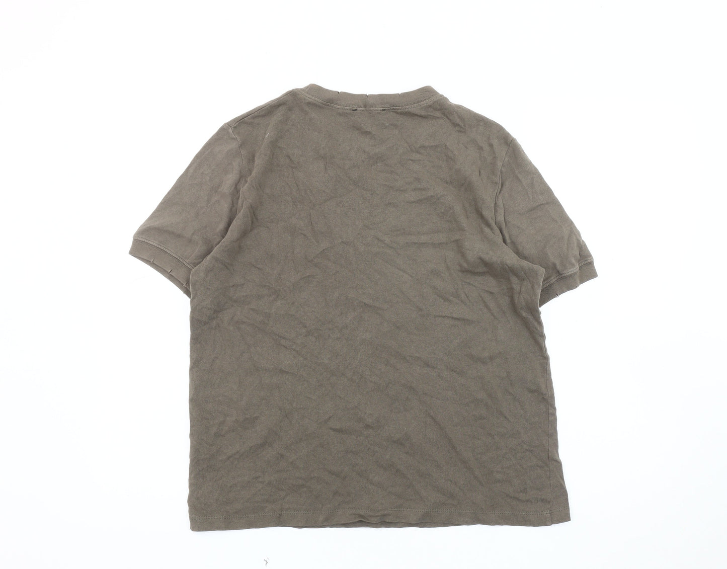 Womens UK Size M Zara Brown Basic T-Shirt