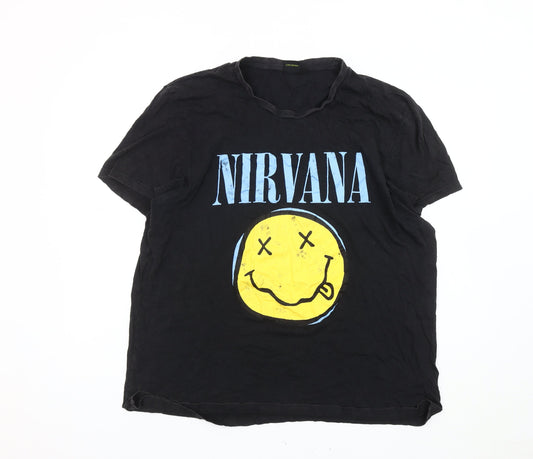 Nirvana Men's Black Band Graphic T-Shirt Size L