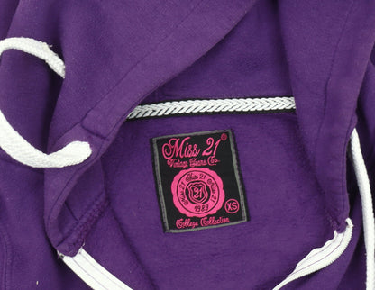 Miss 21 Women's Purple XS Basic Hooded Jacket
