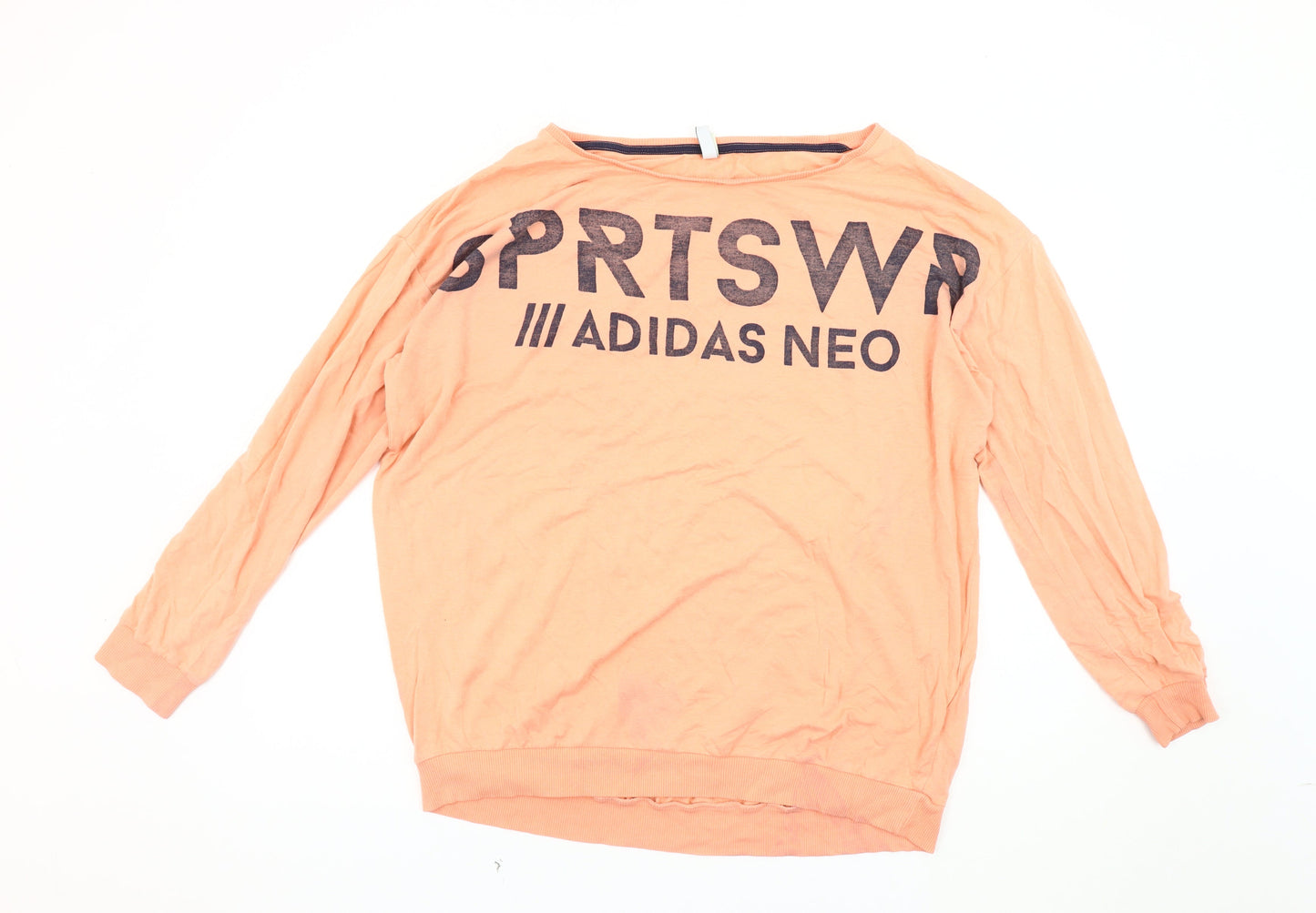 Adidas Women's Orange Logo Sweatshirt, Size L, Relaxed Fit