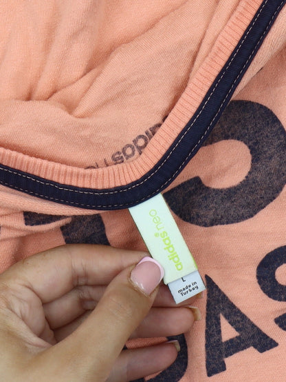 Adidas Women's Orange Logo Sweatshirt, Size L, Relaxed Fit