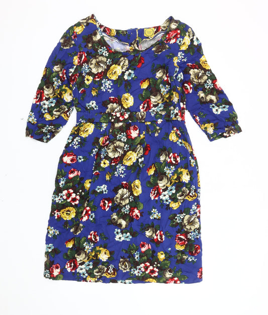 Joules Women's Blue Floral Knee-Length A-Line Dress