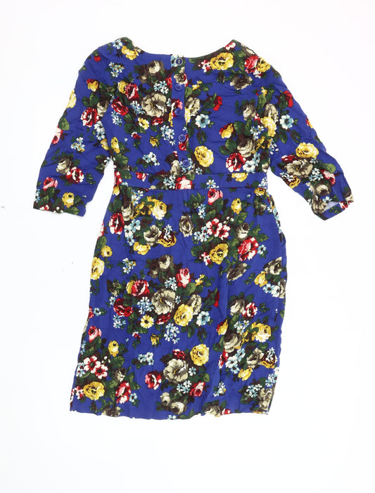 Joules Women's Blue Floral Knee-Length A-Line Dress