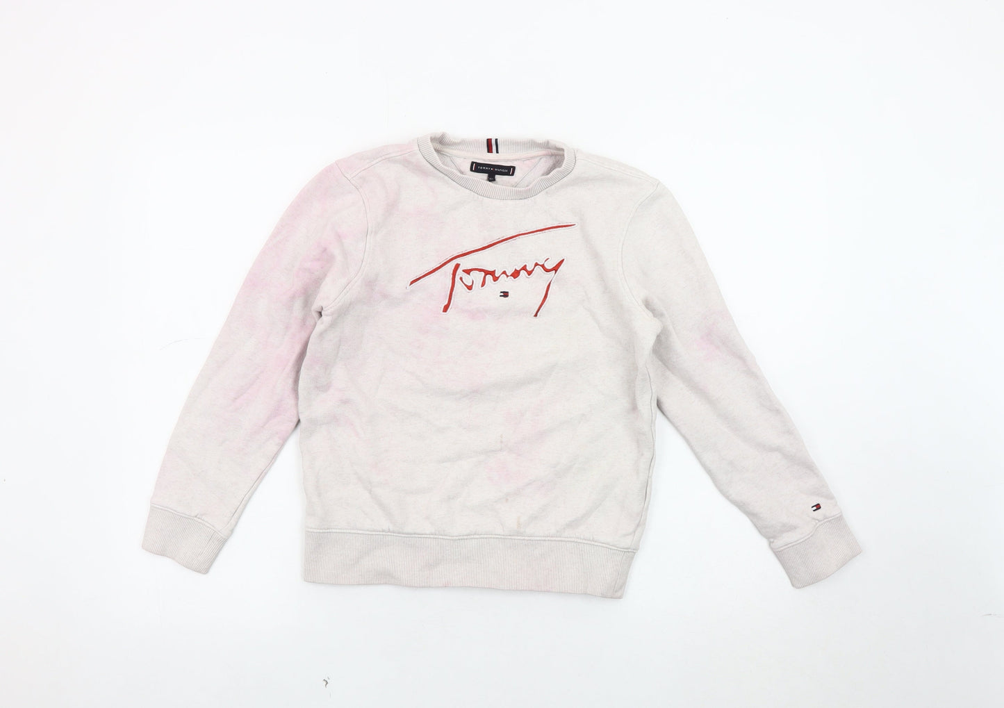 Tommy Hilfiger Girls Beige Embroidered Pullover Sweatshirt 152