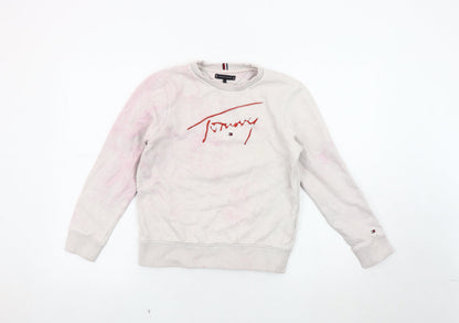 Tommy Hilfiger Girls Beige Embroidered Pullover Sweatshirt 152