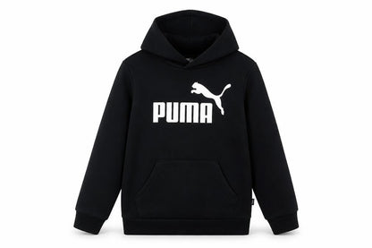 Front view of Puma boys’ black graphic hoodie 12 years