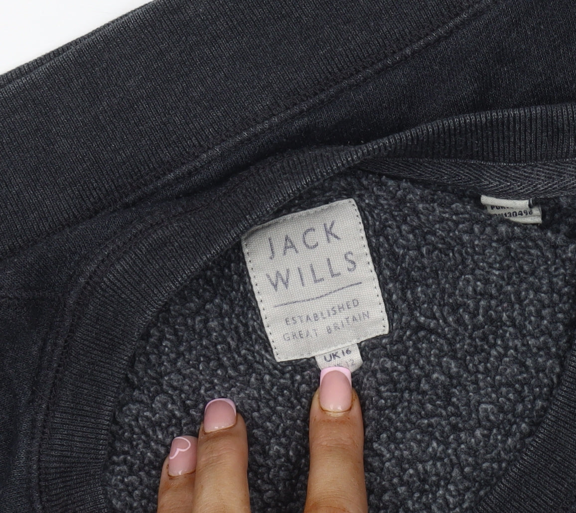Womens UK Size 16 Jack Wills Black Pullover Sweatshirt