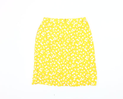 Boden Women's Yellow Floral Pencil Skirt Size 10