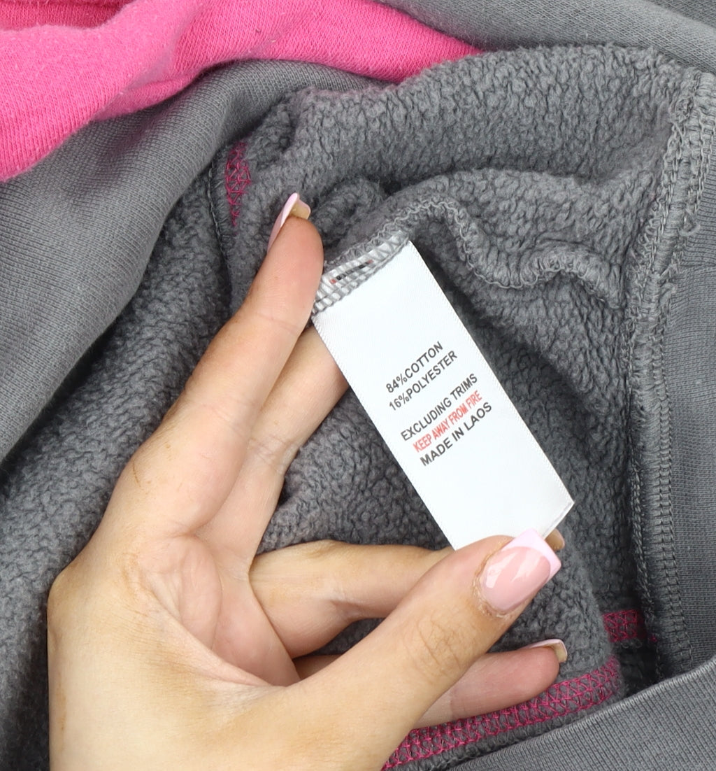 Akuma Unisex Grey Pink Hoodie, Size L, Casual Style