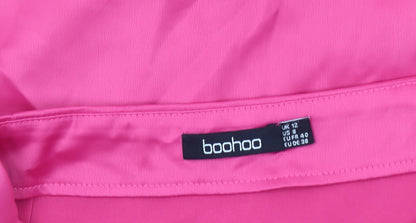 Boohoo Women's Pink Flare Ruffle Short Skirt Size 12