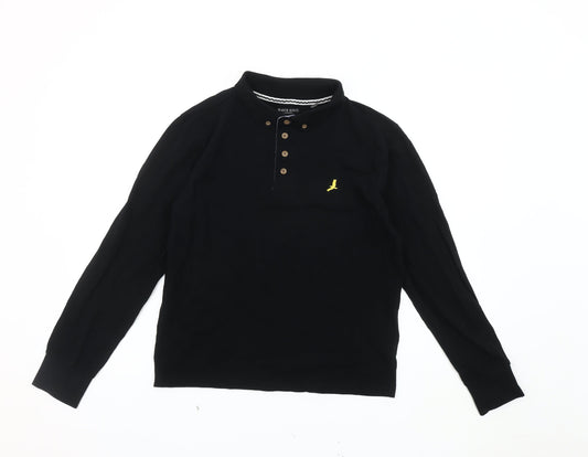 Brave Soul Men's Black Long Sleeve Polo Shirt S